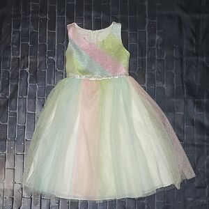 Bonnie Jean Pink and White Sparkle Dress